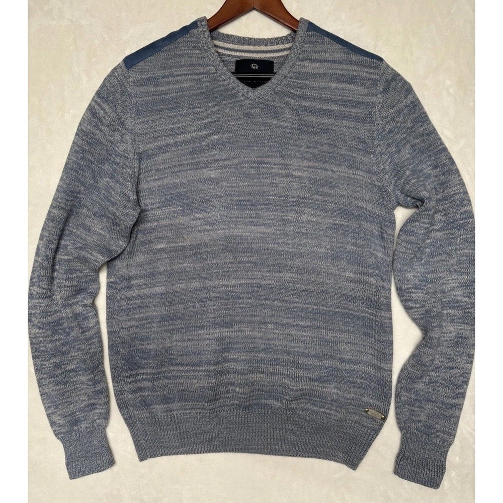 Buffalo Mens XL Sweater Cotton Blue Marled Knit Coastal Casual Soft Classic